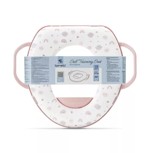 Reductor moale pentru toaleta, cu manere laterale, protectie anti-stropire, Planets Pink 3