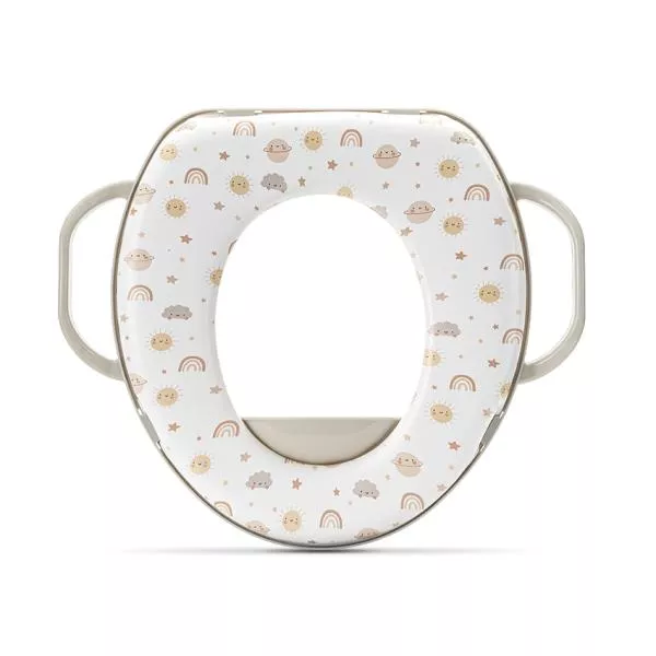 Reductor moale pentru toaleta, cu manere laterale, protectie anti-stropire, Planets Beige 2