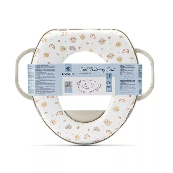 Reductor moale pentru toaleta, cu manere laterale, protectie anti-stropire, Planets Beige 3
