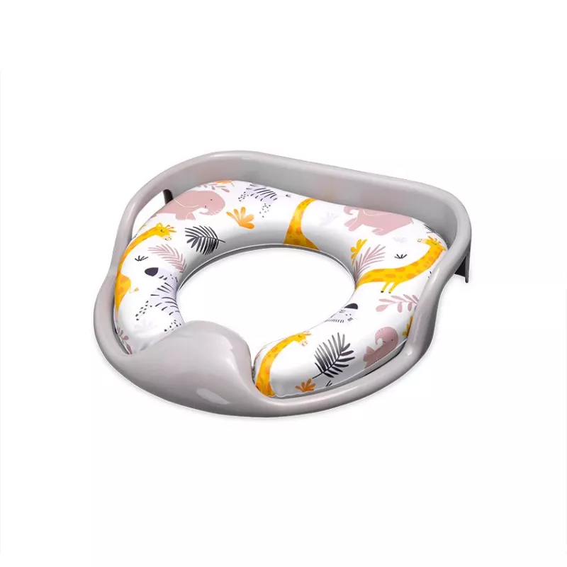 Reductor moale pentru toaleta, cu manere, model universal, Animals Grey 1