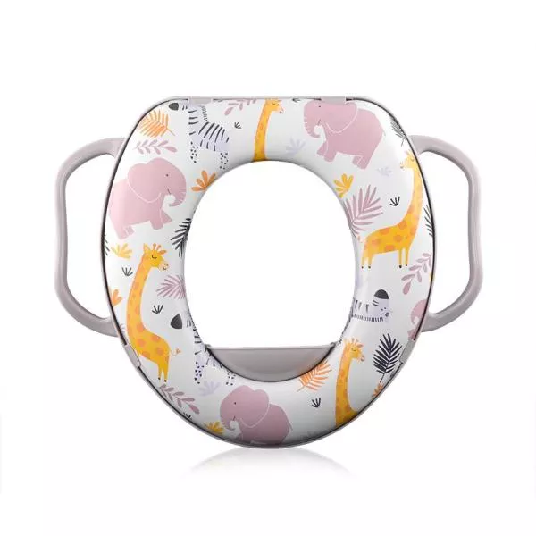 Reductor moale pentru toaleta, cu manere, Animals Grey 2