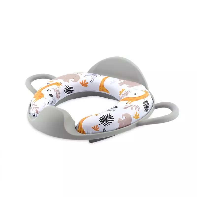 Reductor  moale pentru  toaleta, cu manere si spatar, Animals Grey 1