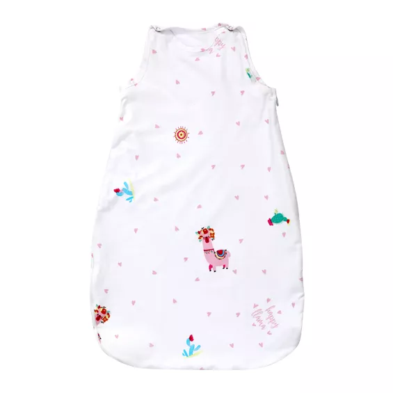 Sac de dormit de iarna, 85 cm, bumbac ranforce, Happy Lama Pink 1