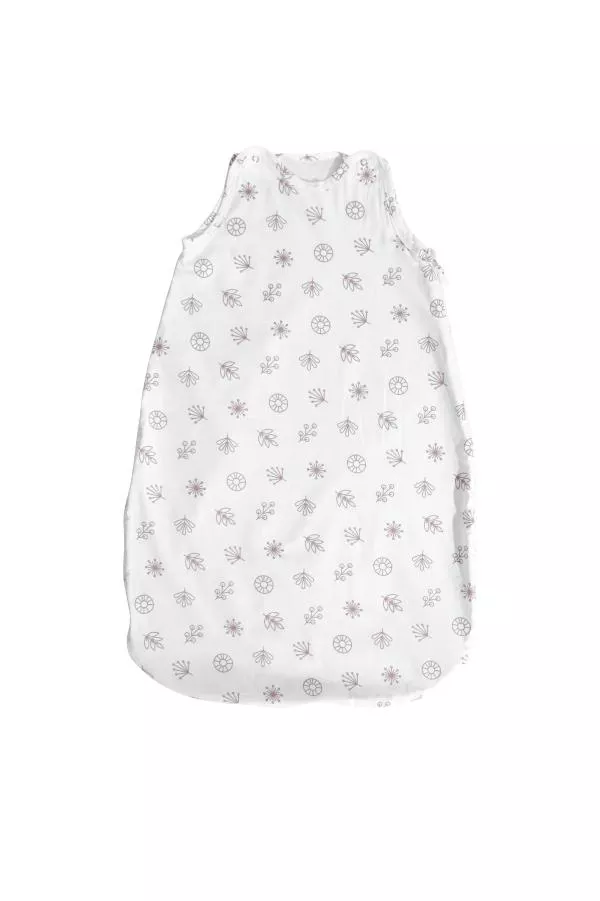 Sac de dormit de vara, 85 cm, bumbac ranforce, White Abstract Leaves 1