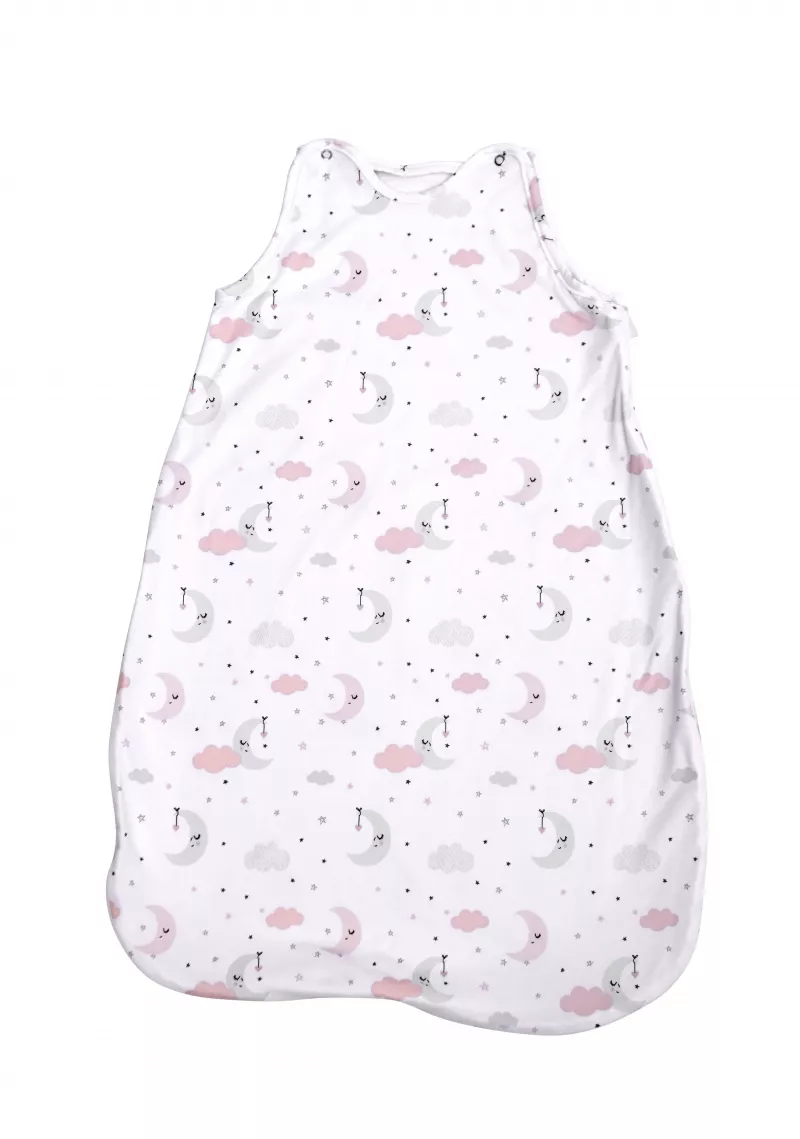 Sac de dormit, primavara/vara, pentru copii cu inaltimea maxima de 95 cm, Pink Moons & Stars 1