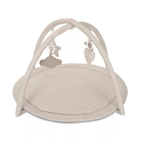 Saltea de activitati pentru bebelusi, Moments, jucarii textile cu sunet si zornaitoare, 83x83 cm, 0 luni+, Beige 1