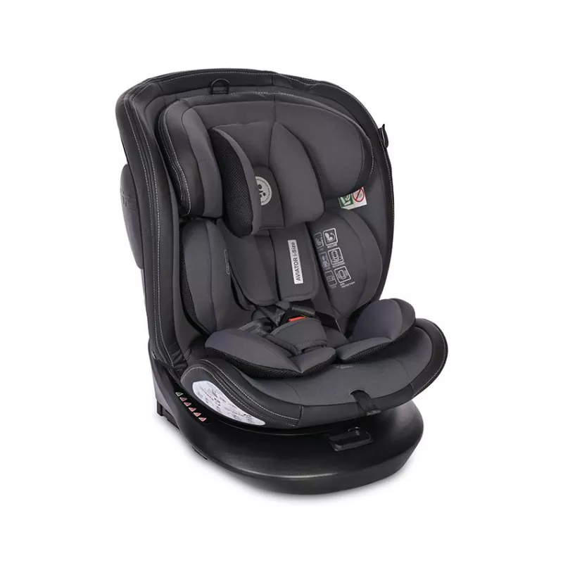 Scaun auto, Aviator, i-Size isofix, cu baza rotativa 360 grade, de la 0 luni pana la 12 ani, 40-150 cm, Gri 1