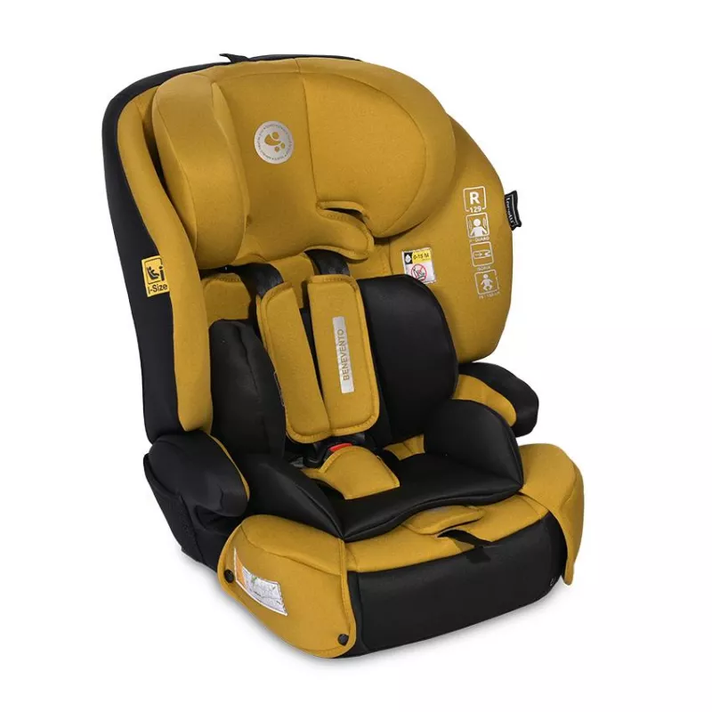 Scaun auto Benevento, Isofix, i-Size, 15 luni-12 ani, 76-150 cm, Galben cu Negru 1