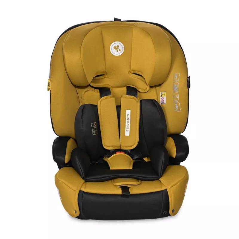 Scaun auto Benevento, Isofix, i-Size, 15 luni-12 ani, 76-150 cm, Galben cu Negru 2