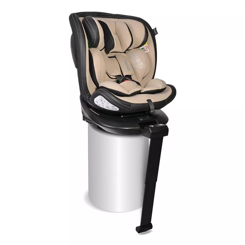 Scaun auto Estate, isofix, cu picior de sprijin, baza rotativa 360 grade, de la 0 luni pana la 12 ani, 40-150 cm, Bej 1