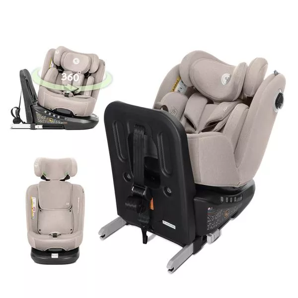 Scaun auto pentru copii, Auriga, i-Size, Isofix, anti rebound bar, rotativ 360, SPS, 0 luni-12 ani, 40-150 cm, Beige 1