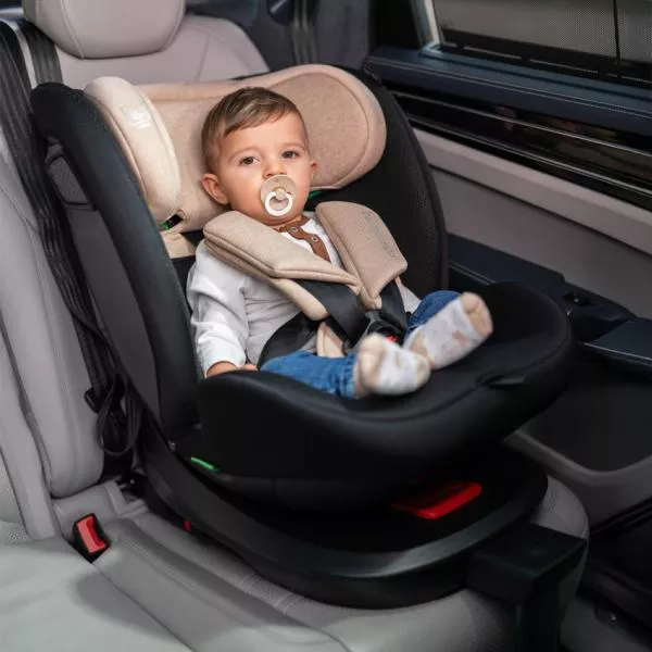 Scaun auto pentru copii, Concord Pro, Isofix, picior de sprijin, rotativ 360, cu perna de calatorie, 40-150 cm, 0 luni-12 ani, Beige 8