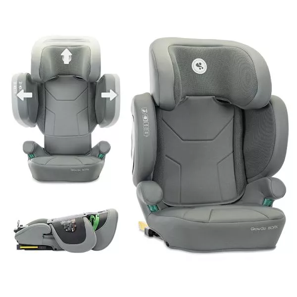 Scaun auto pentru copii, Growgo, Isofix, pliabil, protectii laterale extensibile, spatar reglabil, tetiera reglabila, 100-150 cm, 3-12 ani, Green 1