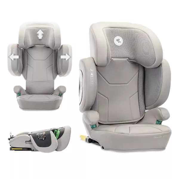Scaun auto pentru copii, Growgo, Isofix, pliabil, protectii laterale extensibile, spatar reglabil, tetiera reglabila, 100-150 cm, 3-12 ani, Grey 1