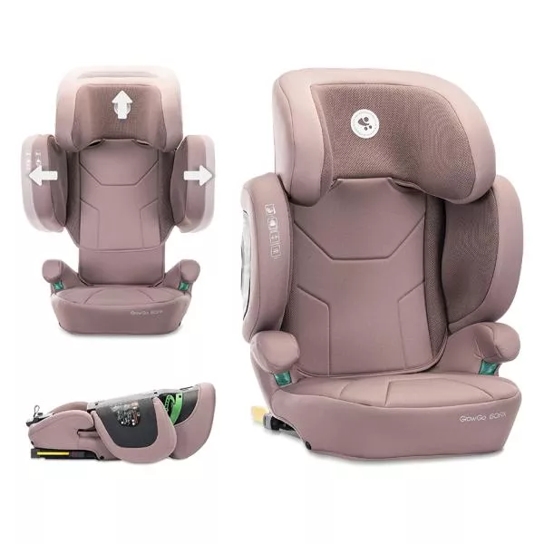 Scaun auto pentru copii, Growgo, Isofix, pliabil, protectii laterale extensibile, spatar reglabil, tetiera reglabila, 100-150 cm, 3-12 ani, Pink 1