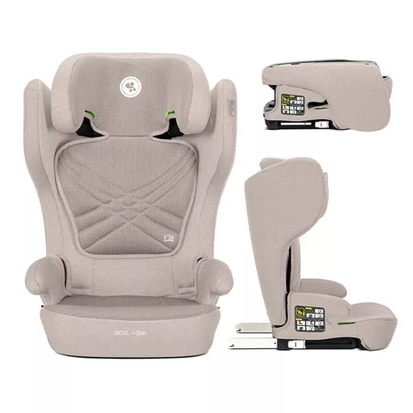 Scaun auto pentru copii, Rigel, i-Size, Isofix, pliabil pentru depozitare usoara, tetiera reglabila, 3 ani-12 ani, 100-150 cm, Beige 1