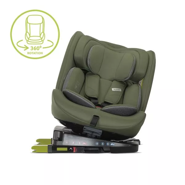 Scaun auto pentru copii, Rodeo, i-Size, Isofix, rotativ, 0 luni-12 ani, 40-150 cm, Green & Grey 3