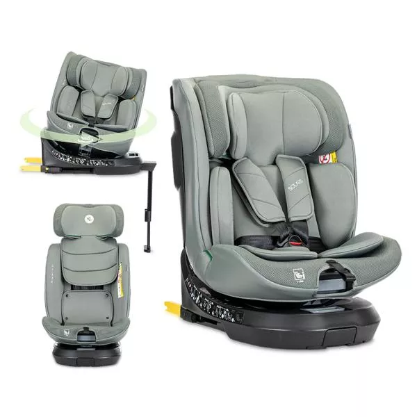 Scaun auto pentru copii, Solaris, i-Size, Isofix, picior de sprijin, rotativ 360, 40-150 cm, 0 luni-12 ani, Green 1