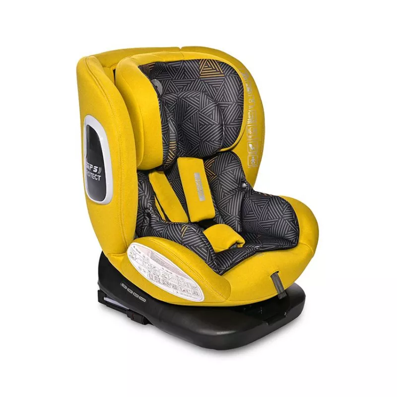 Scaun auto Phoenix, i-Size, Isofix, rotativ, de la 0 luni pana la 12 ani, 40-150 cm, Galben cu Negru 1