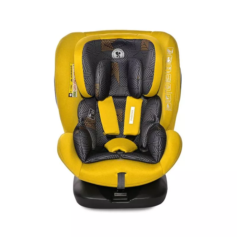 Scaun auto Phoenix, i-Size, Isofix, rotativ, de la 0 luni pana la 12 ani, 40-150 cm, Galben cu Negru 2