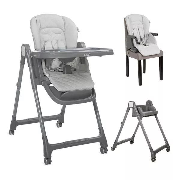 Scaun de masa inalt pentru copii 3 in 1, Chef, reglabil mutiple pozitii, Grey Leather 1