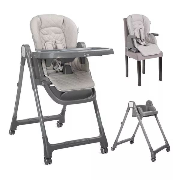Scaun de masa inalt pentru copii 3 in 1, Chef, reglabil mutiple pozitii, Beige Leather 1