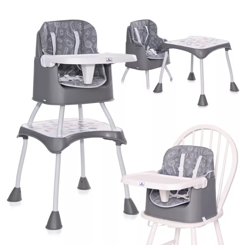 Scaun de masa inalt pentru copii, Trick, convertibil 3in1, Grey Candy 1