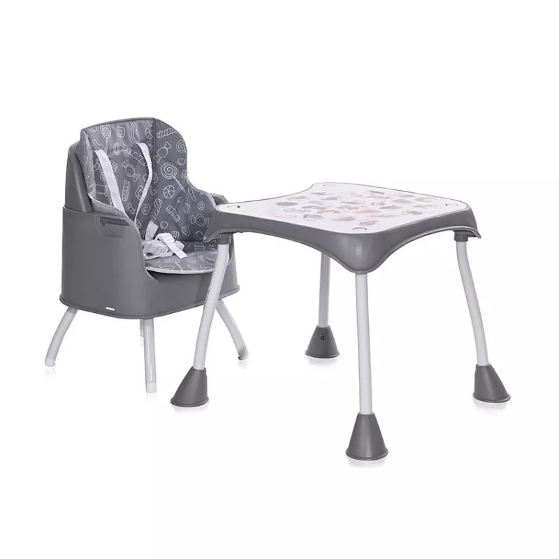 Scaun de masa inalt pentru copii, Trick, convertibil 3in1, Grey Candy 4