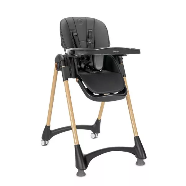 Scaun de masa pentru copii, Remo, reglabil pe inaltime in 8 pozitii, spatar rabatabil 4 pozitii, tava dubla detasabila, roti silicon, Black 1