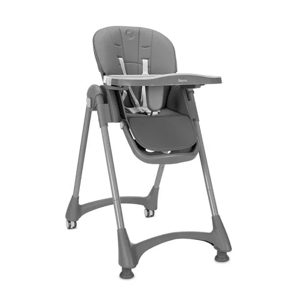 Scaun de masa pentru copii, Remo, reglabil pe inaltime in 8 pozitii, spatar rabatabil 4 pozitii, tava dubla detasabila, roti silicon, Grey 1