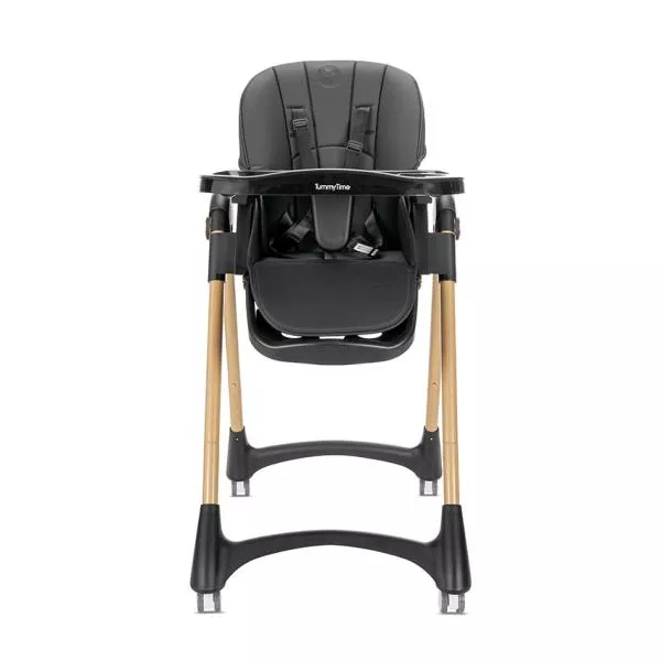 Scaun de masa pentru copii, Tummy Time, reglabil multiple pozitii, roti din silicon, finisaj cu efect de lemn, Black 2