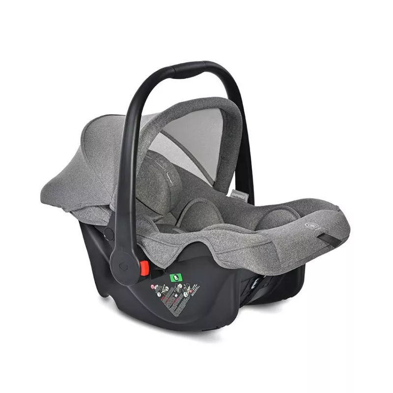 Scoica auto pentru copii Joy, de la 0 luni pana la 15 luni, 40-85 cm, copertina pliabila, maner de transport, Gri Jasper 1