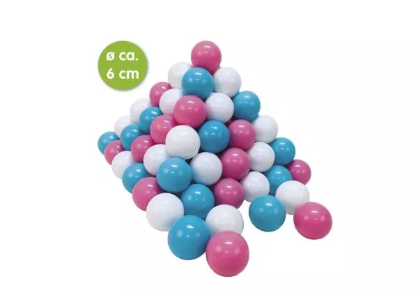 Set 100 bile din plastic moale fara BPA, Knorr Toys, diametru 6 cm, 0 Luni+, Rose/Creme/Light Blue 3