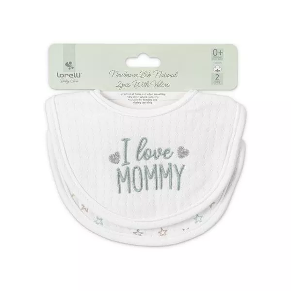 Set 2 bavete bumbac pentru nou-nascut, inchidere cu velcro, potrivit pentru hranire si in perioada eruptiei dentare, 0 luni+, White 4