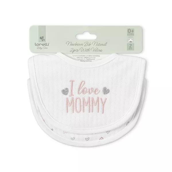 Set 2 bavete bumbac pentru nou-nascut, inchidere cu velcro, potrivit pentru hranire si in perioada eruptiei dentare, 0 luni+, Pink 4