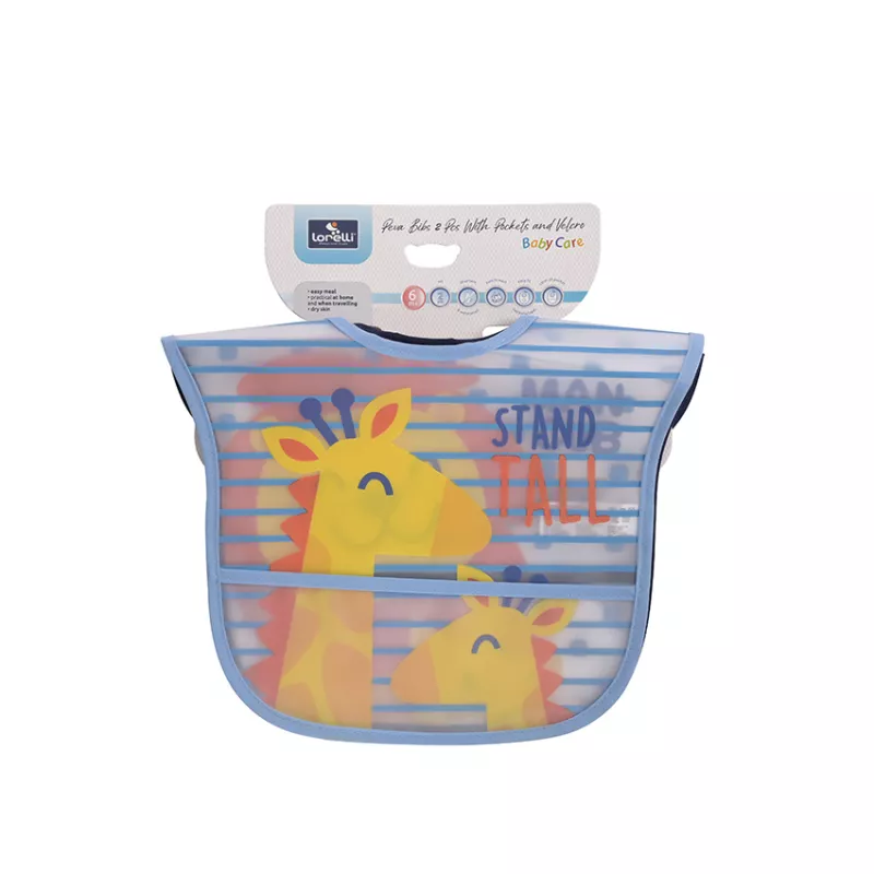Set 2 bavete impermeabile peva, 28,5 x 36 cm, inchidere cu banda velcro, baietei 4