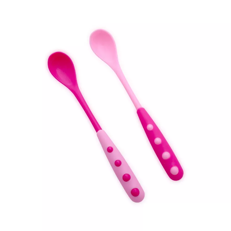 Set 2 lingurite cu manere lungi, 6 luni+, Pink 1
