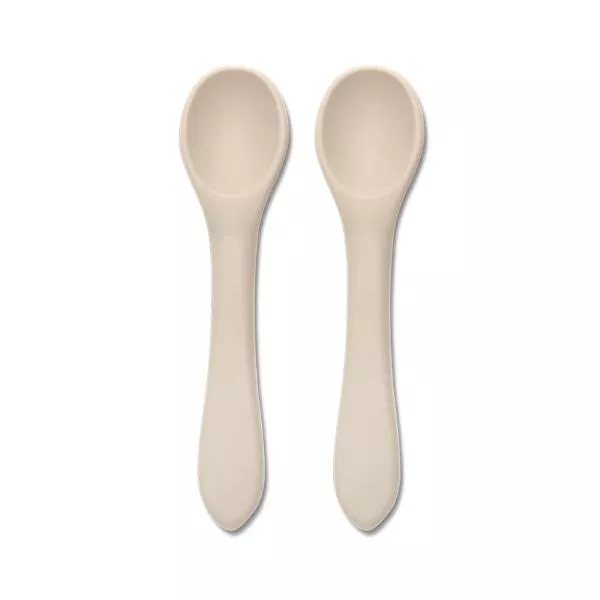 Set 2 lingurite din silicon natural, 6 luni+, Beige 1