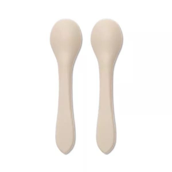 Set 2 lingurite din silicon natural, 6 luni+, Beige 2