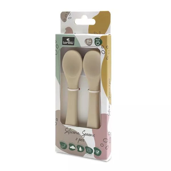 Set 2 lingurite din silicon natural, 6 luni+, Beige 3