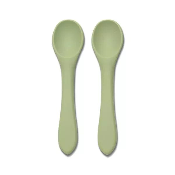 Set 2 lingurite din silicon natural, 6 luni+, Fresh Green 1