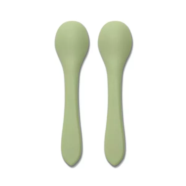 Set 2 lingurite din silicon natural, 6 luni+, Fresh Green 2