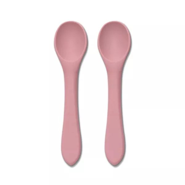 Set 2 lingurite din silicon natural, 6 luni+, Pink 1