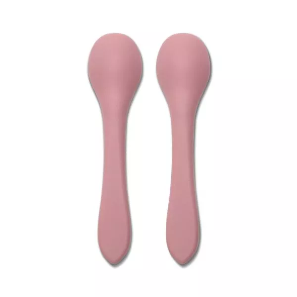 Set 2 lingurite din silicon natural, 6 luni+, Pink 2