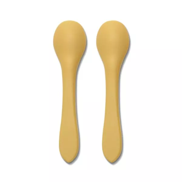 Set 2 lingurite din silicon natural, 6 luni+, Yellow 2
