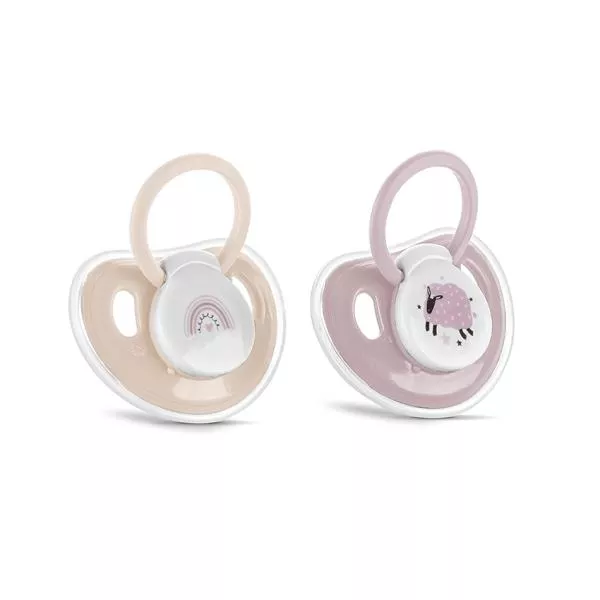 Set 2 suzete cu capac, silicon moale, 0 luni+, Mellow Rose 1