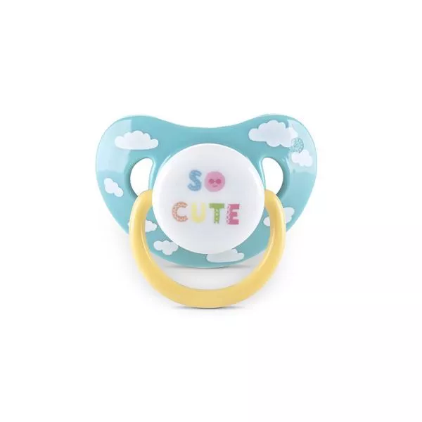 Set 2 suzete cu capac, silicon moale, tetina rotunda, 6 luni+, Yellow Blue Set 2 suzete cu capac, silicon moale, tetina rotunda, 6 luni+, Yellow Blue 2