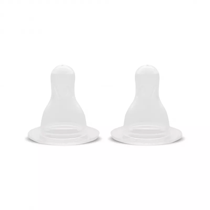 Set 2 tetine silicon M, debit mediu, 3 luni+, silicon transparent 1