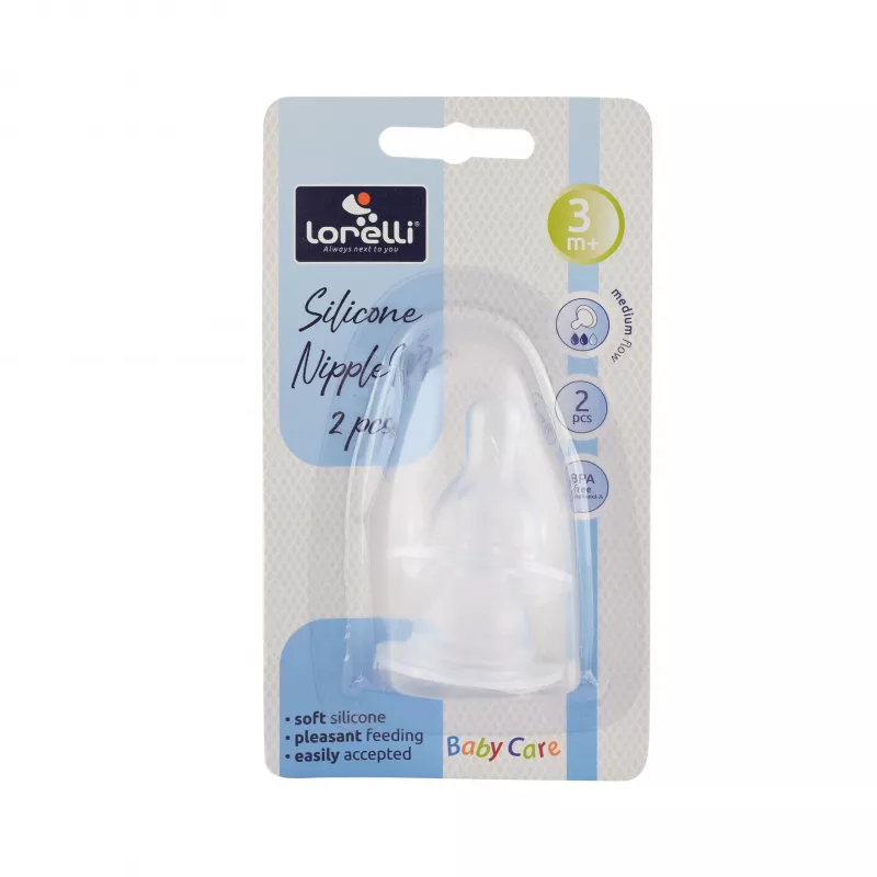 Set 2 tetine silicon M, debit mediu, 3 luni+, silicon transparent 2