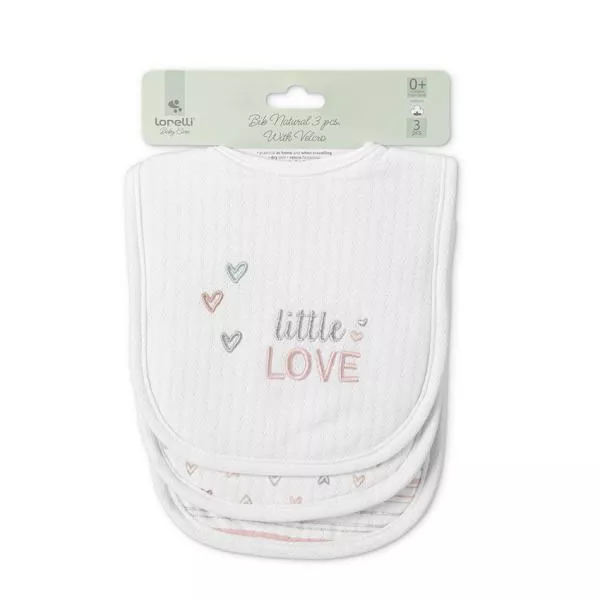 Set 3 bavete bumbac pentru nou-nascut, inchidere cu velcro, potrivit pentru hranire si in perioada eruptiei dentare, 0 luni+, Pink 5